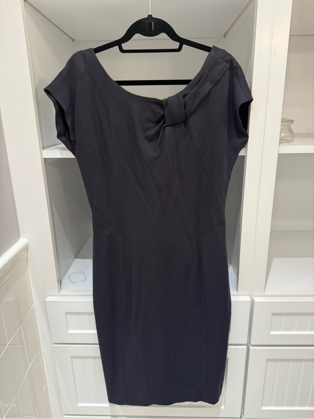Banana Republic Charcoal Gray Bow-Accent Midi Dress